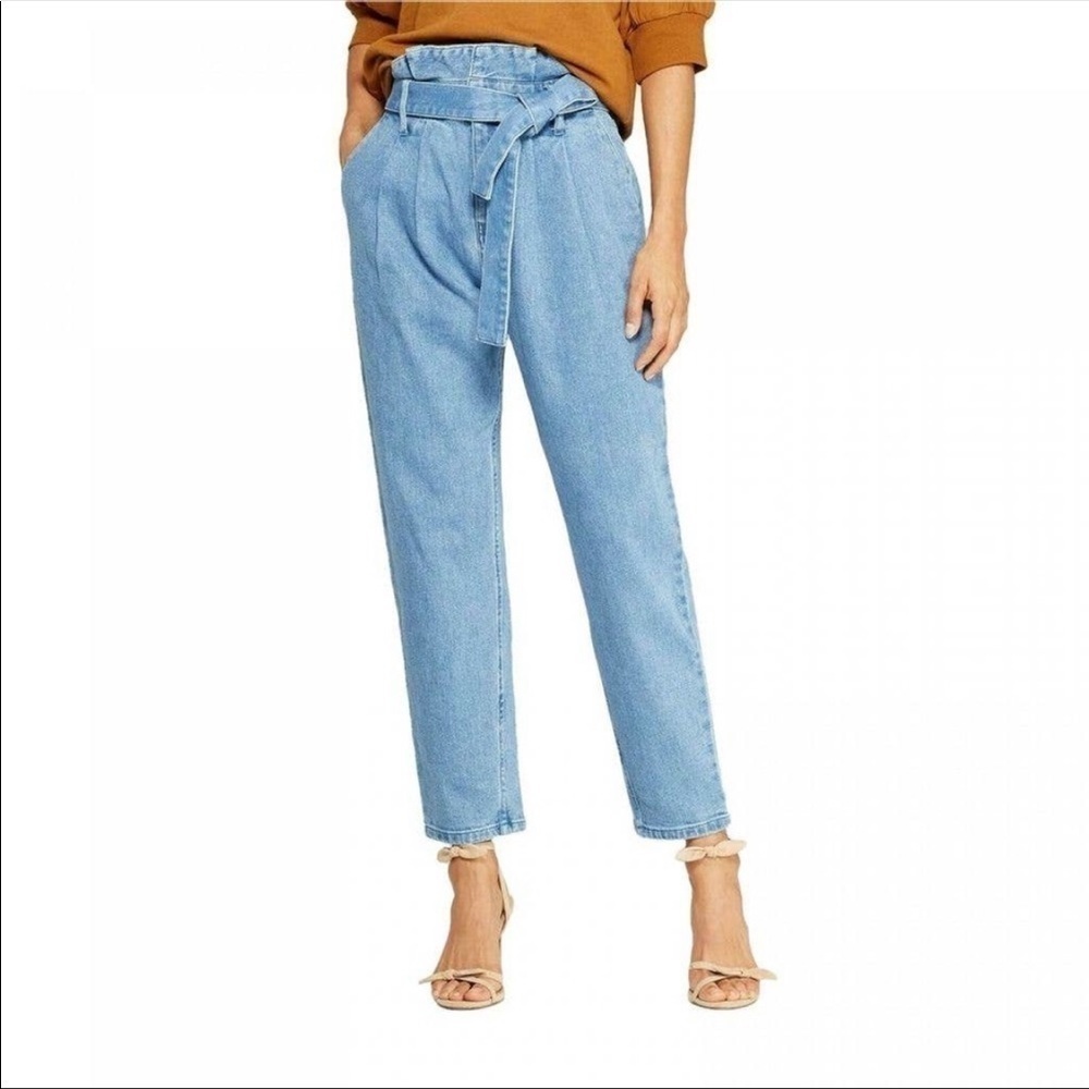 Who What Wear high waist paper bag crop jeans